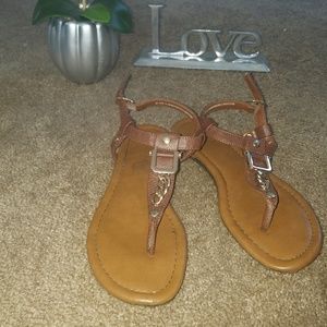 Tan and gold chain sandal